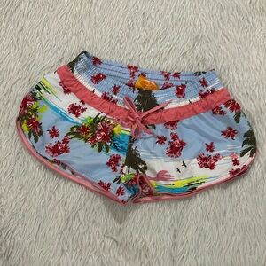 Rays sun pink tropical beach floral short shorts size large